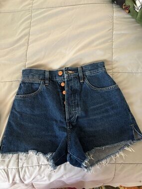 Wrangler Dark Blue High-Waist Button-Fly Jean Shorts